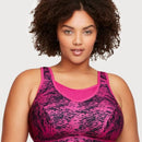 Glamorise No-Bounce Camisole Elite Wire-Free Sports Bra - Fuchsia Print