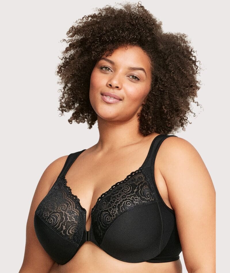 Glamorise WonderWire Front-Closure Bra - Black Bras  