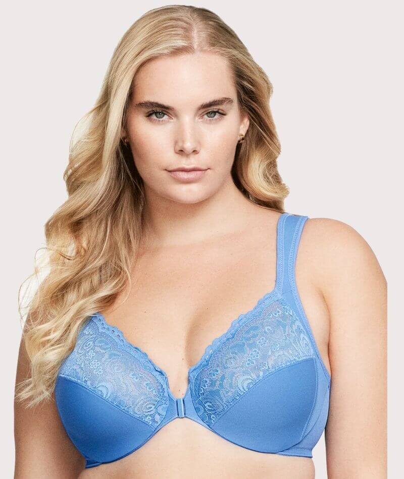 Glamorise WonderWire Front-Closure Bra - Blue Bras  