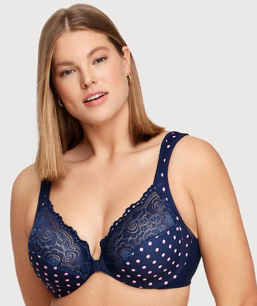 Ladies Front Fastening Firm Support Non Wired Lace Bra Plus Size Cups M-5XL  AU