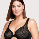 Glamorise WonderWire Front-Closure Stretch Lace Bra - Black