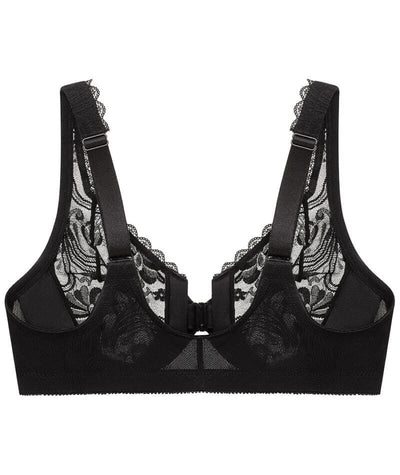 Glamorise WonderWire Front-Closure Stretch Lace Bra - Black Bras 