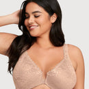 Glamorise WonderWire Front-Closure Stretch Lace Bra - Cafe