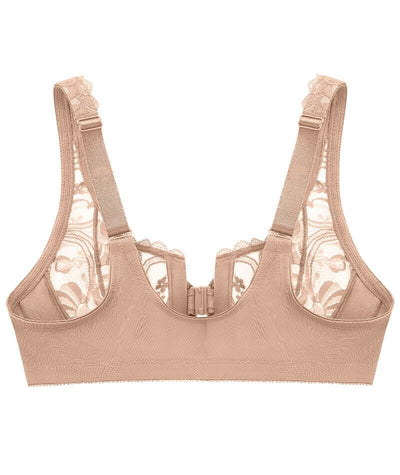 Glamorise WonderWire Front-Closure Stretch Lace Bra - Cafe Bras 