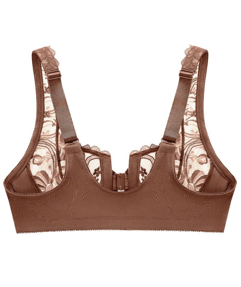 Glamorise WonderWire Front-Closure Stretch Lace Bra - Mocha Bras 