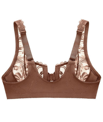 Glamorise WonderWire Front-Closure Stretch Lace Bra - Mocha Bras 