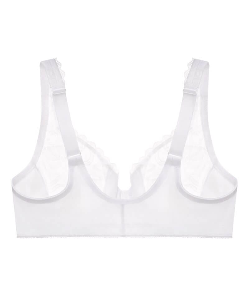 Glamorise WonderWire Front-Closure Stretch Lace Bra - White Bras 