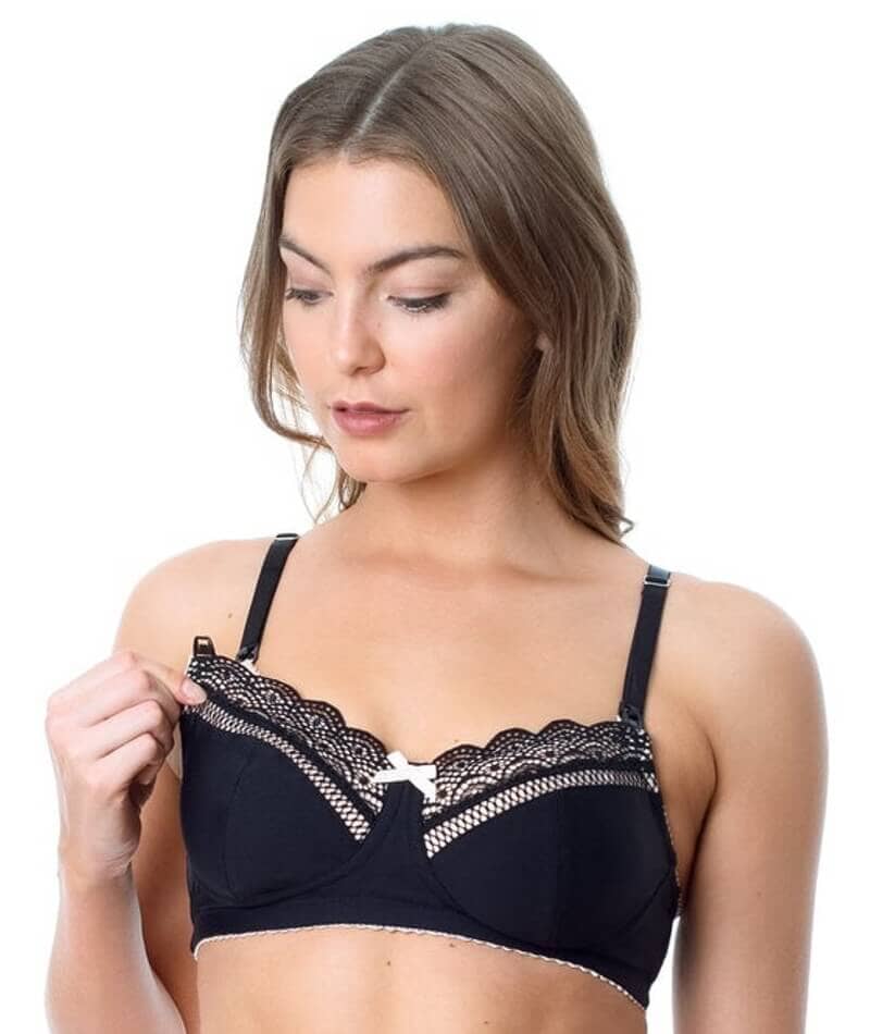 Hot Milk Show Off Maternity Wirefree Nursing Bra - Black Bras 