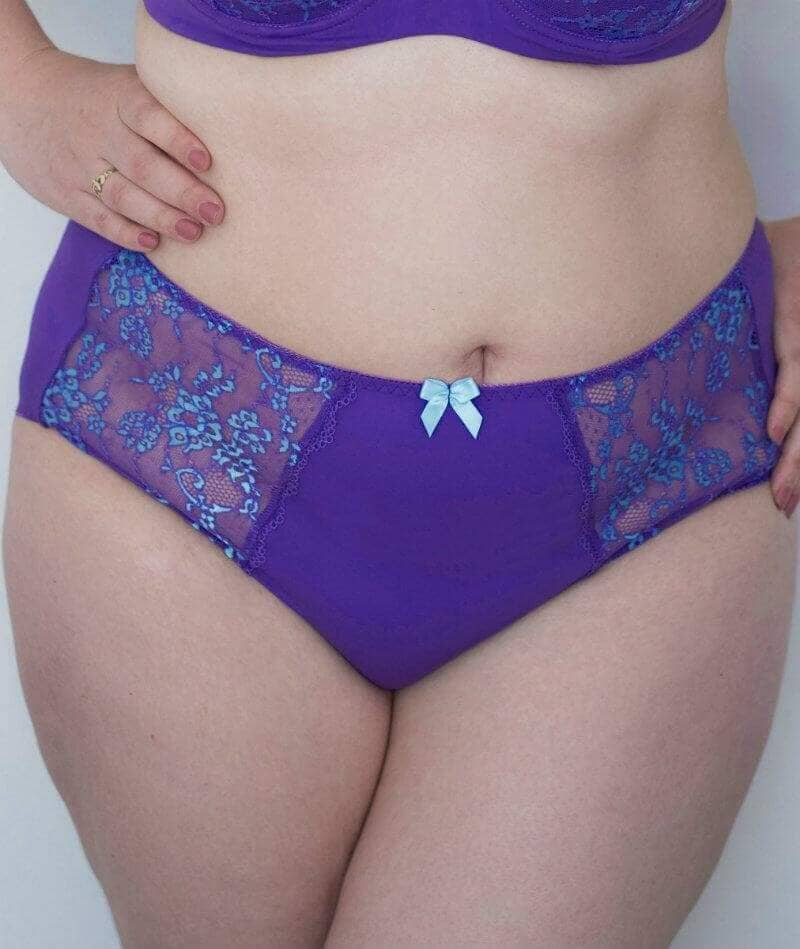 Lady Emprezz Frenchie High Waist Brief - Purple/Aqua Knickers  