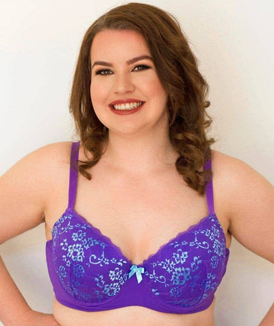 Lady Emprezz Frenchie Padded Shaping Bra - Purple/Aqua Bras 