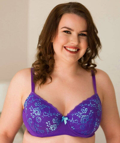 Lady Emprezz Frenchie Padded Shaping Bra - Purple/Aqua Bras 