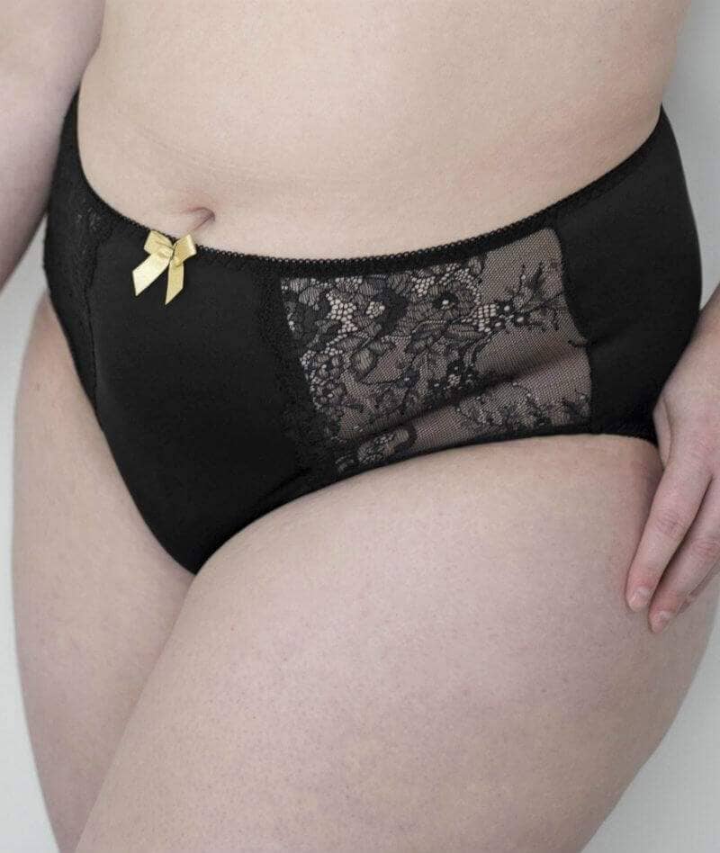 Lady Emprezz Rizzo High Waist Brief - Black/Nude Knickers  