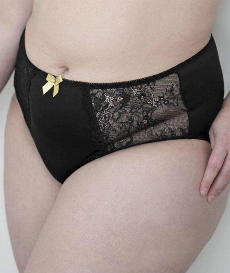 Lady Emprezz Rizzo High Waist Brief - Black/Nude Knickers 