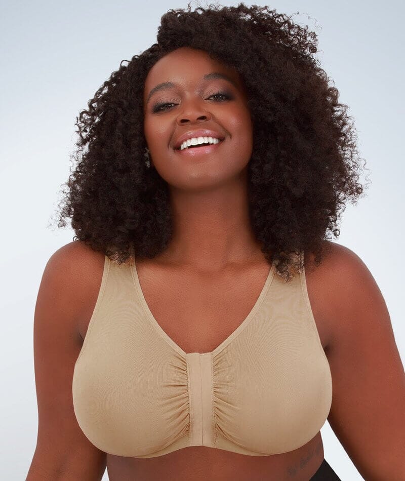 Leading Lady Laurel Wirefree Front Close Comfort Bra - Salt Beige Bras  