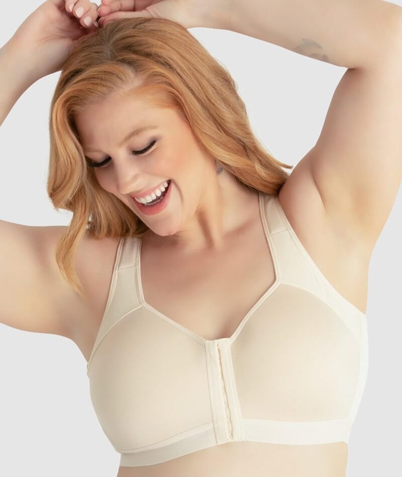 Leading Lady Lillian Back Smoothing Front Close Wirefree Bra - Whisper Nude Bras  