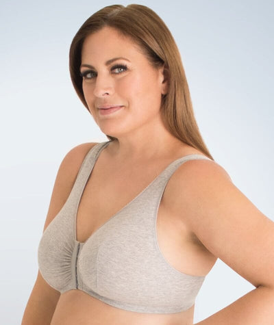 Leading Lady The Meryl Cotton Front Opening Wirefree Leisure Bra - Grey Bras 