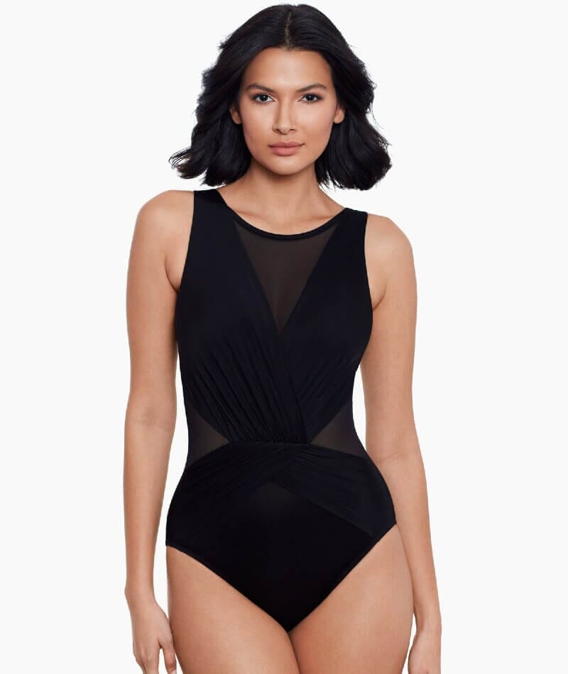 Miraclesuit Swim Illusionist Palma Shaping High Neck DD Cup Swimsuit - Black Swim 