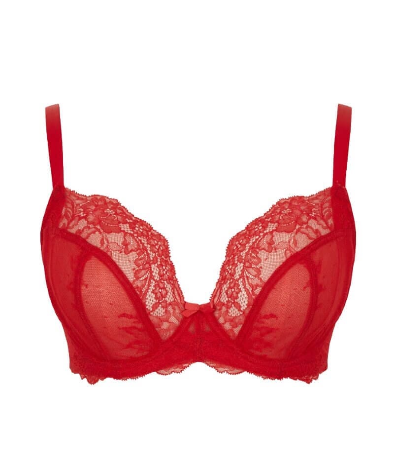 Panache Ana Non Padded Underwired Plunge Bra - Salsa Red Bras 