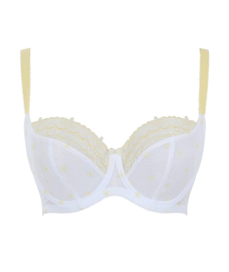 Panache Blossom Balconnet Bra - White / Lemon Bras 