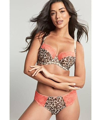 Panache Nina Brazilian Brief - Leopard/Coral Knickers 