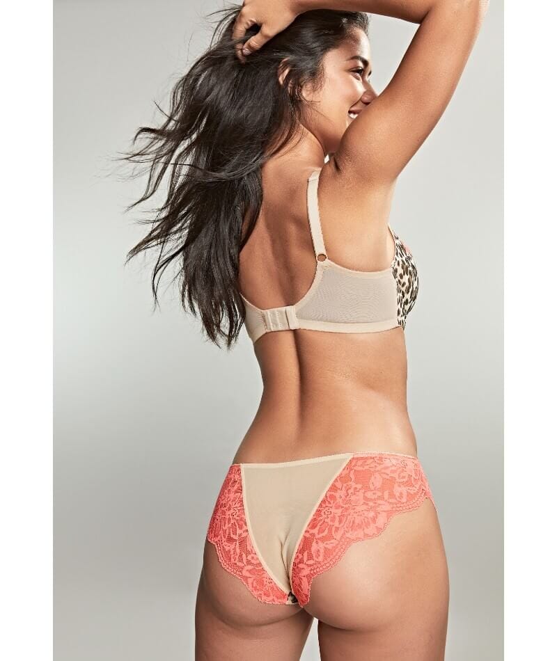 Panache Nina Brazilian Brief - Leopard/Coral Knickers 