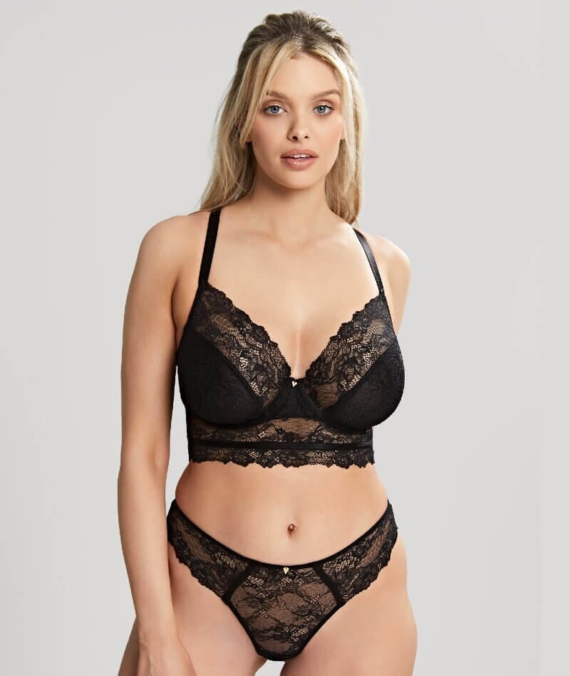 Panache Selena Longline Underwired Plunge Bra - Noir Bras 