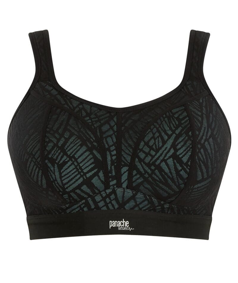 Panache Sport Wire-free Sports Bra - Black/Ice Blue Bras 