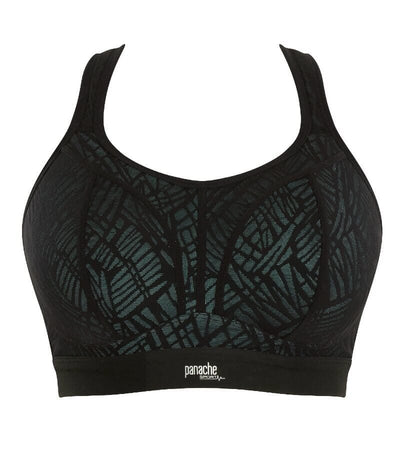 Panache Sport Wire-free Sports Bra - Black/Ice Blue Bras 