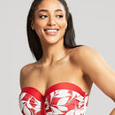Panache Swimwear Oasis Moulded D-H Cup Bandeau Bikini Top - Botanical Red