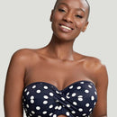 Panache Swimwear Anya Riva Spot Twist Bandeau Bikini Top - Navy/Vanilla
