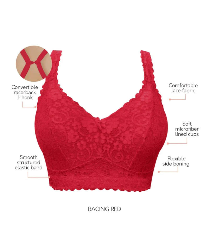 Parfait Adriana Wire-free Full Bust Lace Bralette - Racing Red Bras 