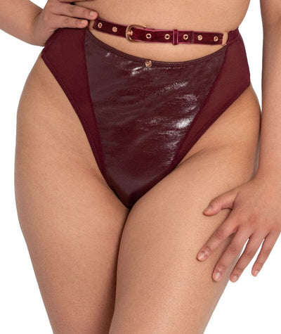 Scantilly Buckle Up High Waist Thong - Oxblood Knickers 