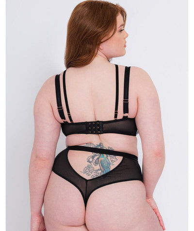 Scantilly Buckle Up High Waist Thong - Black Knickers 
