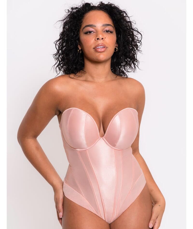 Scantilly Classique Plunge Padded Strapless Bodysuit - Powdery Pink Bodysuits & Basques  