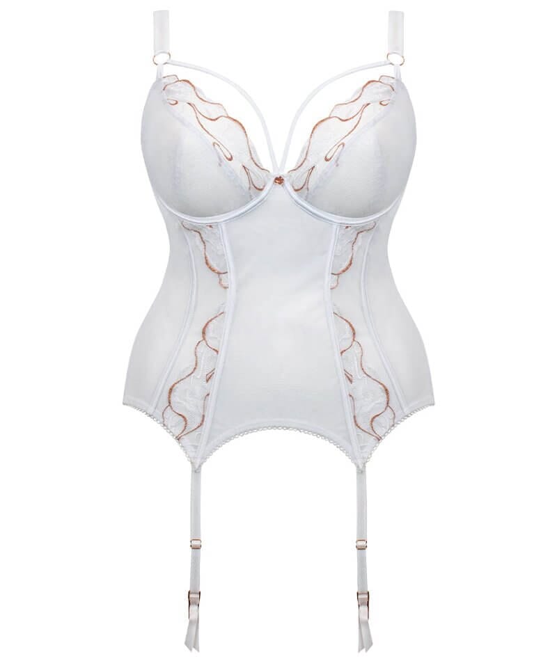 Scantilly Fascinate Plunge Basque - White Bodysuits & Basques 