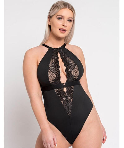 Scantilly Indulgence Stretch Lace Bodysuit - Black/Latte Bodysuits & Basques 