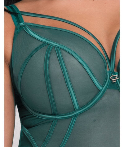 Scantilly Senses Plunge Bodysuit - Verdigris Green Bodysuits & Basques 