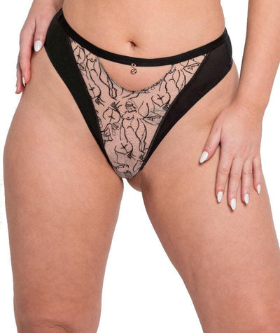 Scantilly Sex Education High Waist Thong - Black/Latte Knickers 