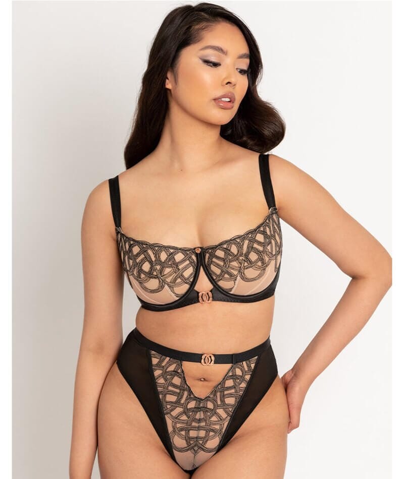 Scantilly Lovers Knot Balcony Bra - Black/Latte Beige Bras 