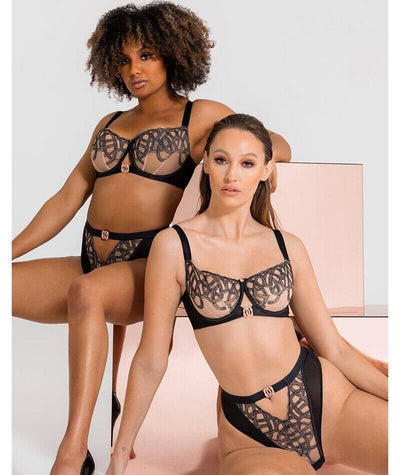 Scantilly Lovers Knot Balcony Bra - Black/Latte Beige Bras 