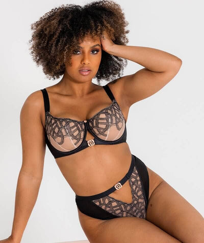 Scantilly Lovers Knot Balcony Bra - Black/Latte Beige Bras 