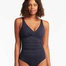 Sea Level Eco Essentials Cross Front A-DD Cup One Piece Swimsuit - Night Sky Navy