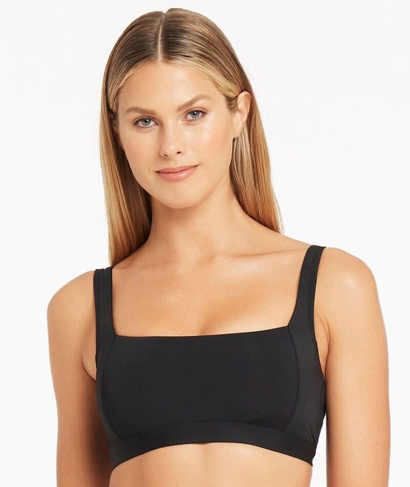 Sea Level Eco Essentials Square Neck Bikini Top - Black Swim 