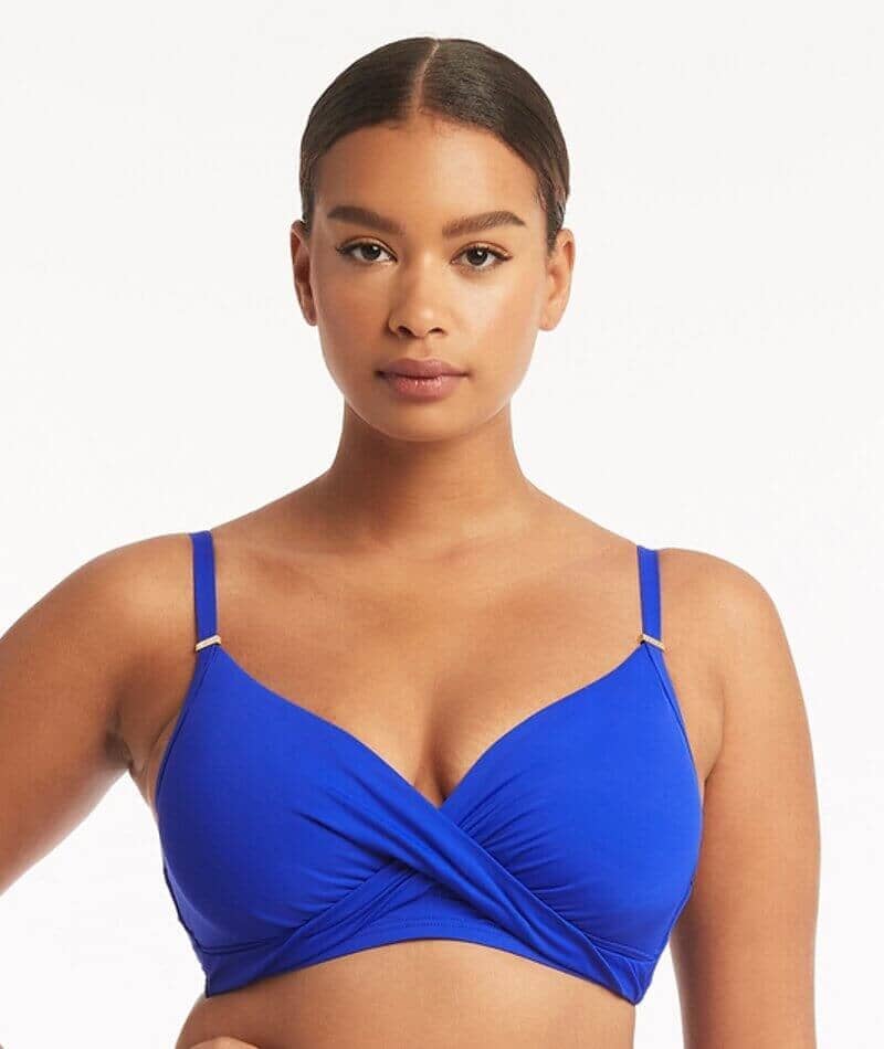 Sea Level Eco Essentials Twist Front DD-E Cup Bikini Top - Cobalt Swim 