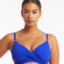 Sea Level Eco Essentials Twist Front DD-E Cup Bikini Top - Cobalt