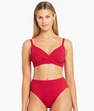 Sea Level Eco Essentials Twist Front DD-E Cup Bikini Top - Red Swim 