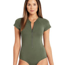 Sea Level Eco Essentials Short Sleeve A-DD Cup One Piece Swimsuit - Khaki