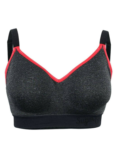 Sugar Candy Crush Fuller Bust Seamless F-HH Cup Wirefree Lounge Bra - Charcoal Bras 