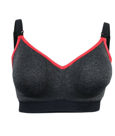 Sugar Candy Crush Fuller Bust Seamless F-HH Cup Wirefree Nursing Bra - Charcoal Bras 