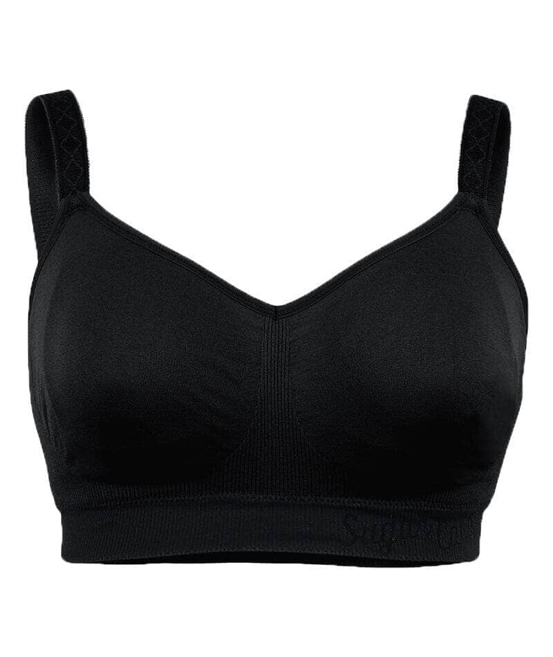 Sugar Candy Fuller Bust Seamless F-HH Cup Wirefree Lounge Bra - Black Bras 